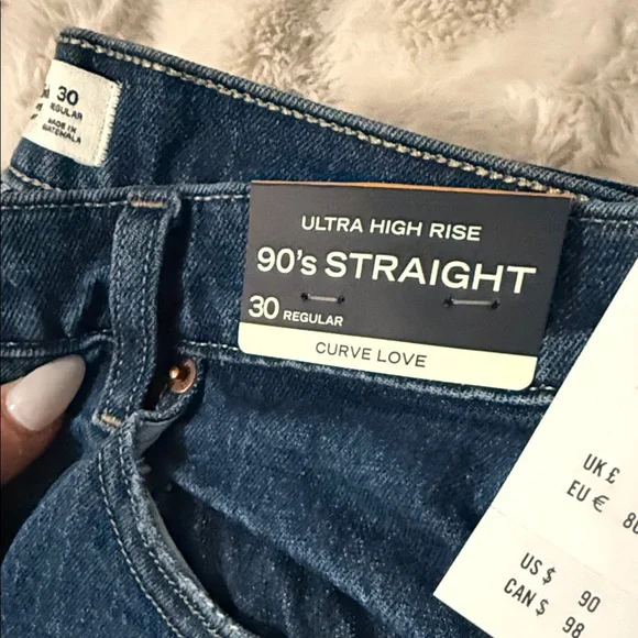 Womens ultra high rise 90s Straight Blue Jeans- BRAND NEW W TAGS ABERCROMBIE - Picture 3 of 14